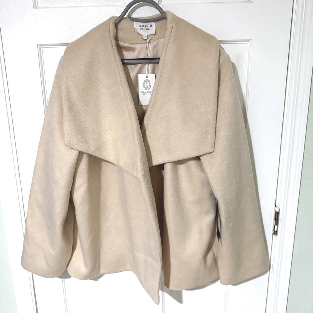 Hyacinth House Beige Wool Blend Shawl Collar Wrap Coat HN5178J XXL NWT